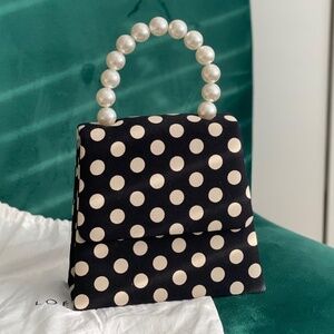 Black and Off White Polka Dotted Handbag